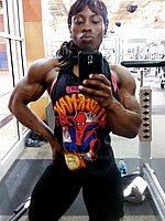 super hot ebony female bodybuilder mistress treasure in ripped contest shape